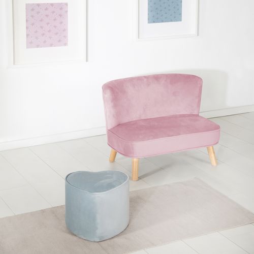Canapé Enfant Lil Sofa - Avec Pieds En Bois Stables - Velours Rose