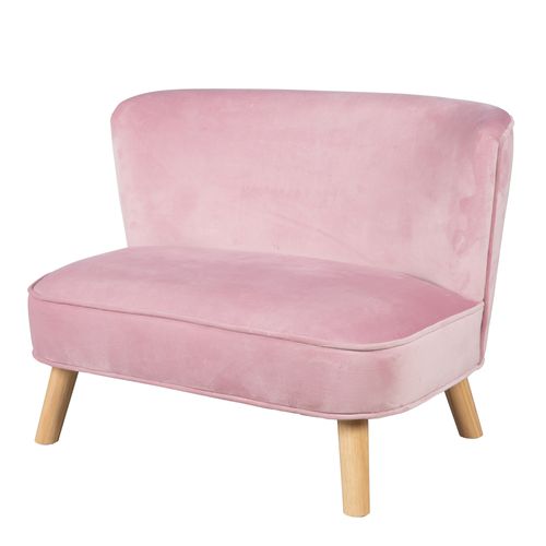 Canapé Enfant Lil Sofa - Avec Pieds En Bois Stables - Velours Rose