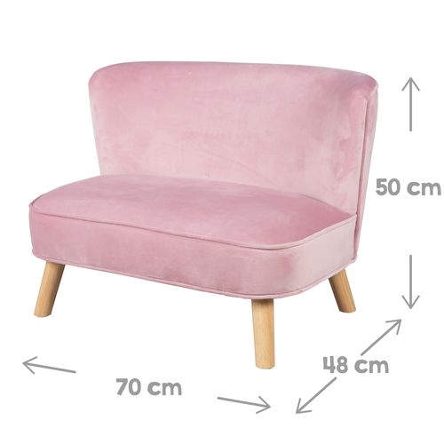 Canapé Enfant Lil Sofa - Avec Pieds En Bois Stables - Velours Rose