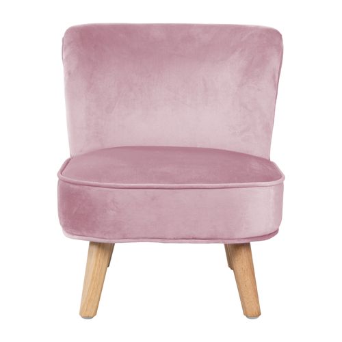 Fauteuil Enfant Lil Sofa - Avec Pieds En Bois Stables - Velours Rose
