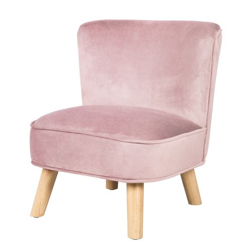 Fauteuil Enfant Lil Sofa - Avec Pieds En Bois Stables - Velours Rose