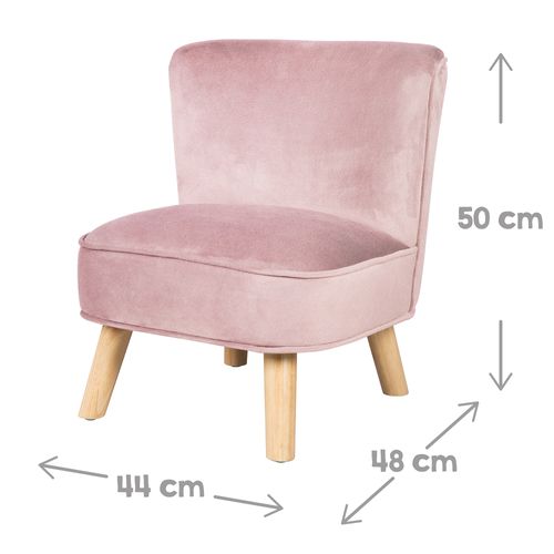 Fauteuil Enfant Lil Sofa - Avec Pieds En Bois Stables - Velours Rose