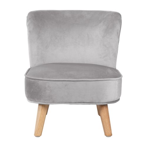 Fauteuil Enfant Lil Sofa - Avec Pieds En Bois Stables - Velours Gris