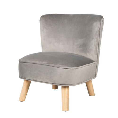 Fauteuil Enfant Lil Sofa - Avec Pieds En Bois Stables - Velours Gris