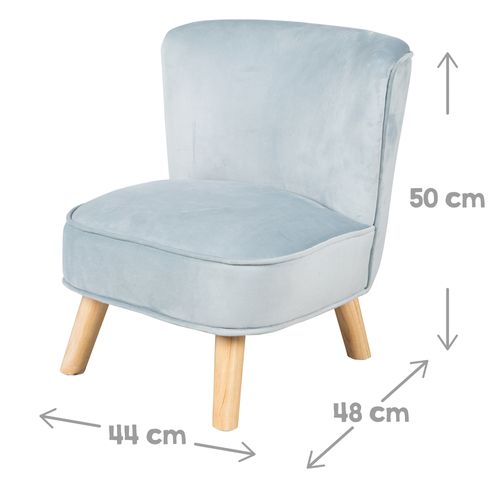 Fauteuil Enfant Lil Sofa - Avec Pieds En Bois Stables - Velours Bleu Clair