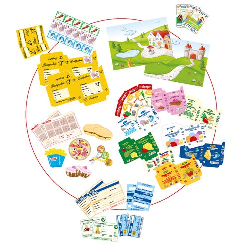 Maisonnette En Bois à 4 Faces - Théâtre De Guignol Épicerie Poste Banque Avec Accessoires