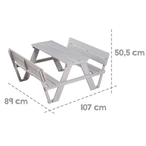 Table Pique-nique Enfants Avec Bancs à Dossier Gris + 2 Coussins - Picnic For 4 Outdoor+