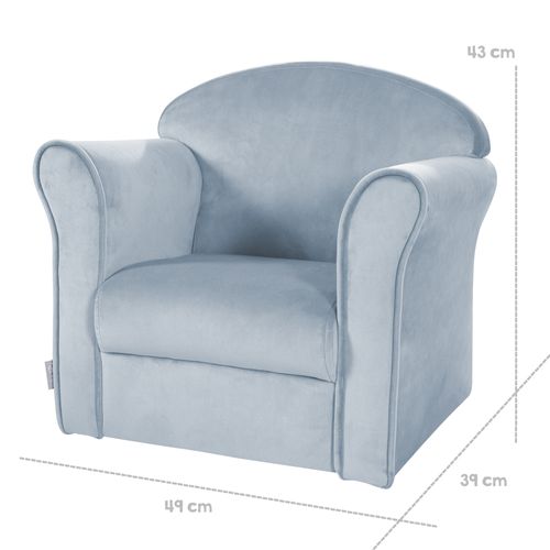 Fauteuil Enfant Lil Sofa Avec Accoudoirs - Rembourré De Velours Bleu Clair