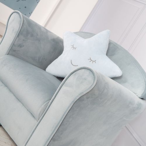 Fauteuil Enfant Lil Sofa Avec Accoudoirs - Rembourré De Velours Bleu Clair