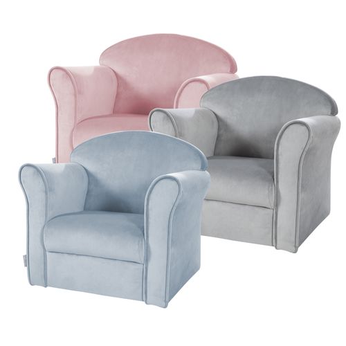 Fauteuil Enfant Lil Sofa Avec Accoudoirs - Rembourré De Velours Bleu Clair
