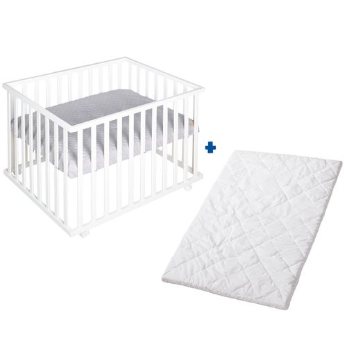 Parc Bébé 75x100 + Tapis Roba Style + Matelas - Gris Argenté