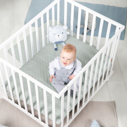 Roba Parc Bébé 75x100 + Tapis Roba Style - Vert Givré