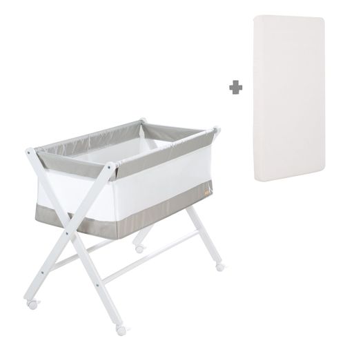 Berceau Cododo Mobile Et Pliant Avec Matelas 45 X 90 - Blanc Et Gris