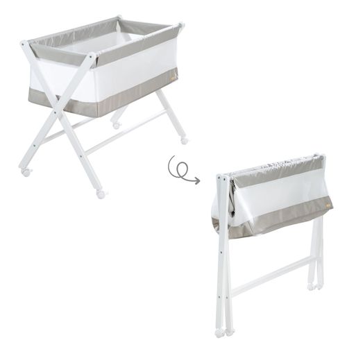 Berceau Cododo Mobile Et Pliant Avec Matelas 45 X 90 - Blanc Et Gris