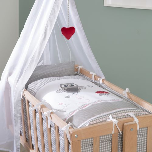 Berceau En Bois Adam Et Eule 40x90 + Équipement Complet