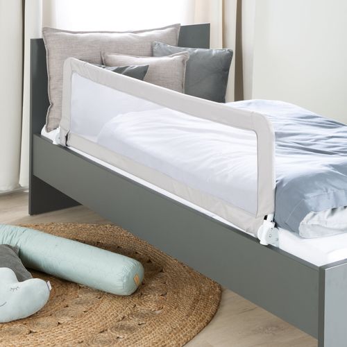 Barrière De Lit Bébé Et Enfant Klipp-klapp - 135 Cm - Antichute Et Rabattable - Gris