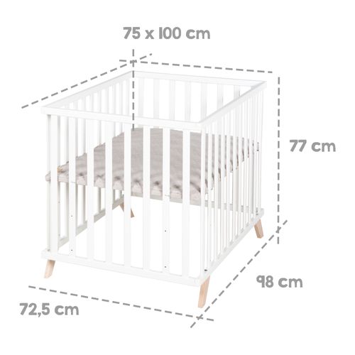 Parc Bébé 75x100 Blanc + Tapis Lil Planet Gris