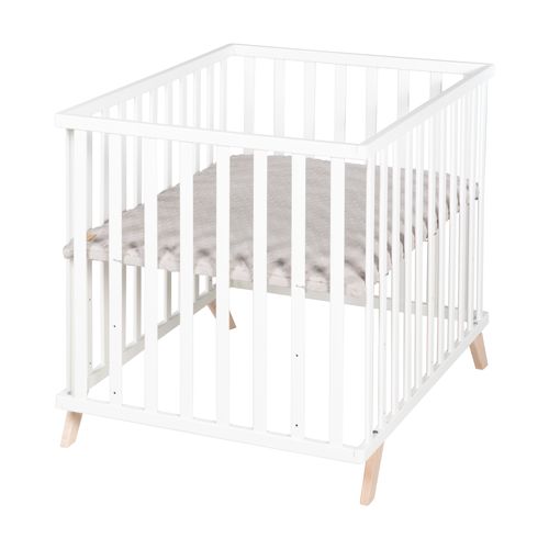 Parc Bébé 75x100 Blanc + Tapis Lil Planet Gris