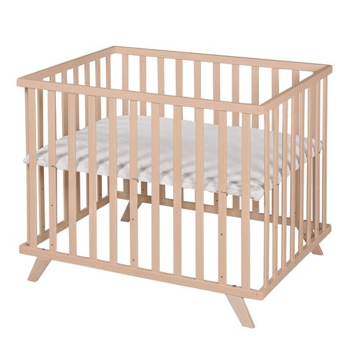 Parc Bébé 75x100 Naturel + Tapis Lil Planet Gris