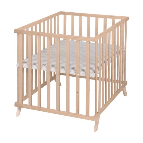 Parc Bébé 75x100 Naturel + Tapis Lil Planet Gris