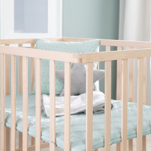 Parc Bébé 75x100 Mobile Naturel + Tapis Déperlant Vert Givré - Roba Style