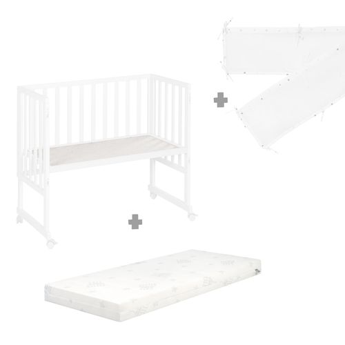 Berceau Cododo Mobile 3en1 Avec Matelas Respirant 45 X 90 Et Accessoires De Sécurité - Blanc