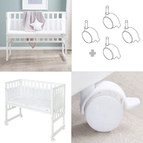 Berceau Cododo Mobile 3en1 Avec Matelas Respirant 45 X 90 Et Accessoires De Sécurité - Blanc