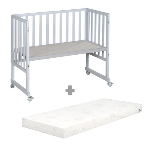 Berceau Cododo Mobile 3en1 Avec Matelas Respirant 45 X 90 Et Barrière De Sécurité - Gris