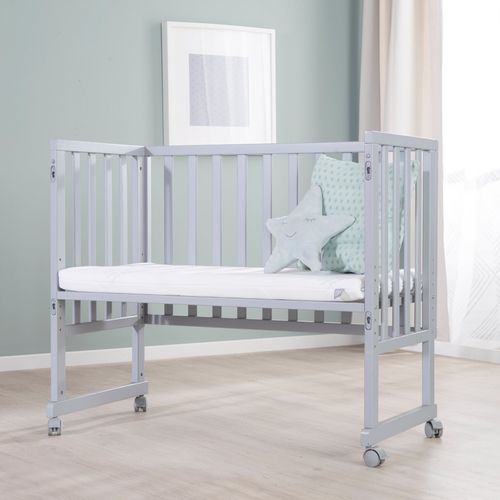 Berceau Cododo Mobile 3en1 Avec Matelas Respirant 45 X 90 Et Barrière De Sécurité - Gris