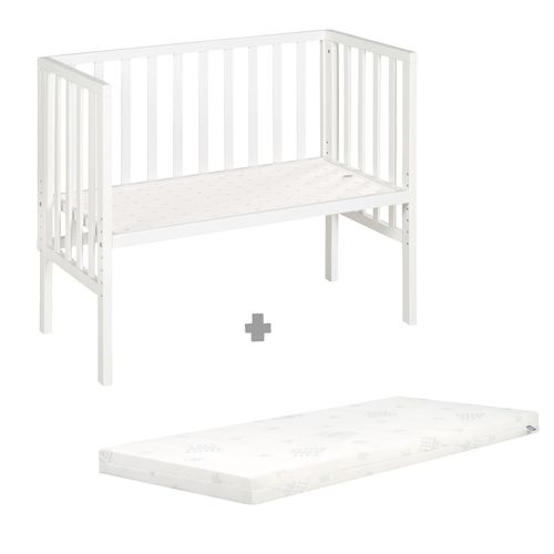 Lit Cododo 45 X 90 Avec Matelas Respirant Et Barrière En Toile - Blanc