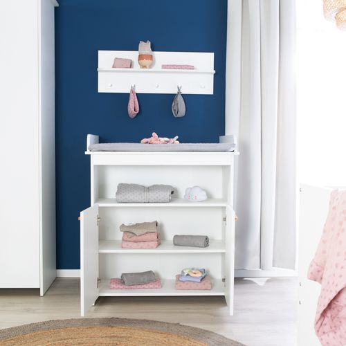 Chambre Bébé Complète Anton - Lit Évolutif 70 X 140 + Commode à Langer + Armoire 3 Portes - Blanc