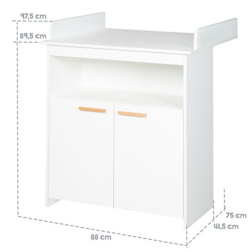 Chambre Bébé Complète Anton - Lit Évolutif 70 X 140 + Commode à Langer + Armoire 3 Portes - Blanc