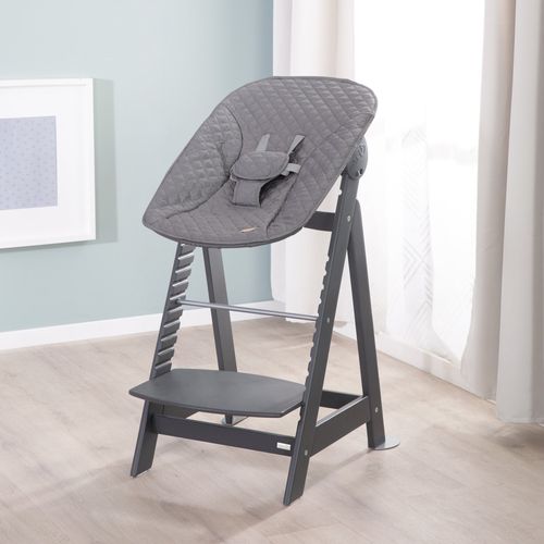 Chaise Haute Born Up 2-en-1 – Avec Réducteur Nouveau-né, Anthracite