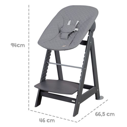 Chaise Haute Born Up 2-en-1 – Avec Réducteur Nouveau-né, Anthracite
