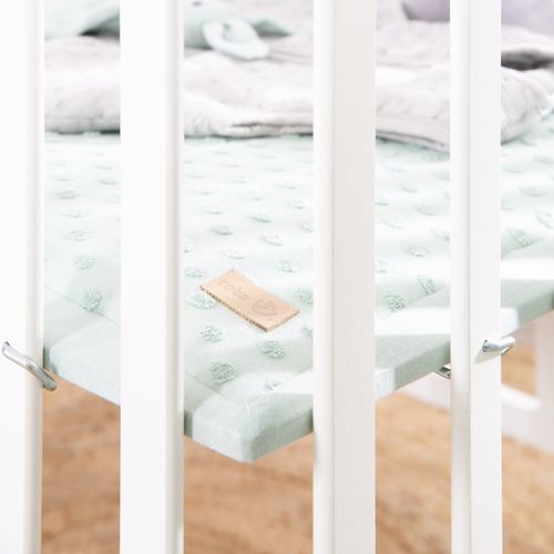 Parc Bébé 75x100 Scandinave Blanc + Tapis Vert En Coton Bio - Lil Planet