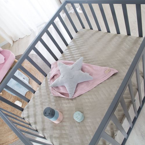 Parc Bébé 75x100 Scandinave Anthracite + Tapis En Cuir Végan Grège - Greyish Matelassé