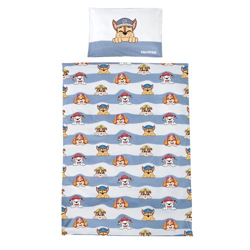 Parure De Lit Bébé Paw Patrol 100 X 135 Cm - 2 Pièces - Motif Chien - Bleu-gris