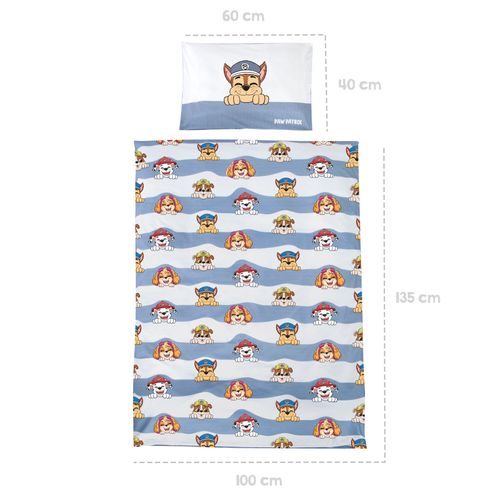 Parure De Lit Bébé Paw Patrol 100 X 135 Cm - 2 Pièces - Motif Chien - Bleu-gris