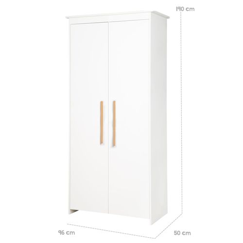 Chambre Complète De Bébé Lilo : Lit Évolutif + Commode à Langer + Armoire 2 Portes - Blanc Mat