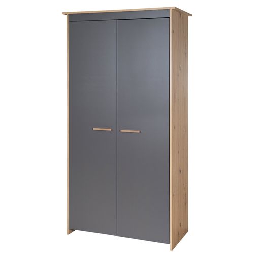 Armoire Bébé 2 Portes à Fermeture Douce Anthracite Et Chêne - Anna