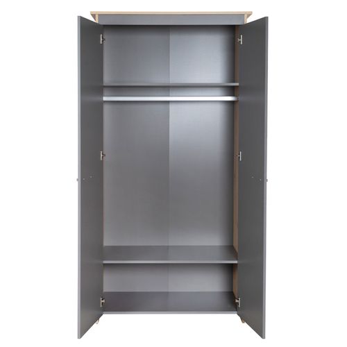 Armoire Bébé 2 Portes à Fermeture Douce Anthracite Et Chêne - Anna