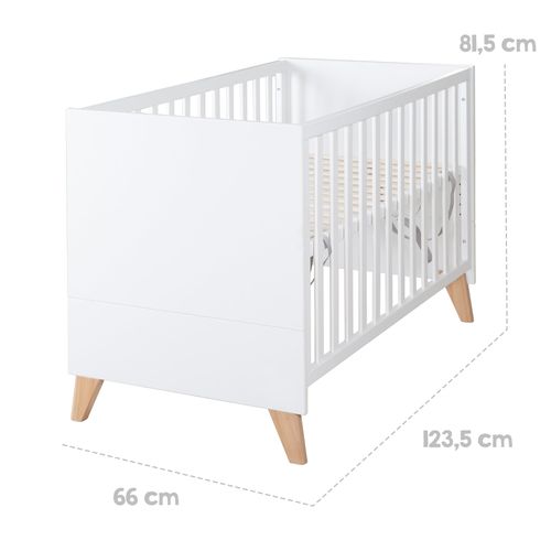 Lit 2en1 Cododo Et Lit Indépendant 60x120 - 6 Hauteurs - Scandinave Blanc Et Chêne - Leon