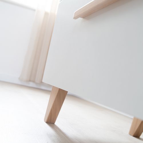 Commode à Langer Leon - 3 Tiroirs - Plan Amovible - Blanc / Chêne Clair