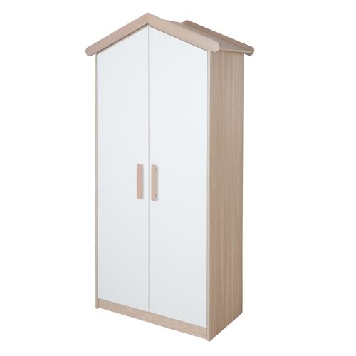 Armoire Bébé 2 Portes à Fermeture Douce Blanc Et Chêne - Cabane