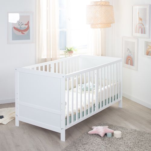 Lit Bébé Évolutif 70x140 Cm Easy Sleep - Coins De Transformation Inclus - Bois Blanc
