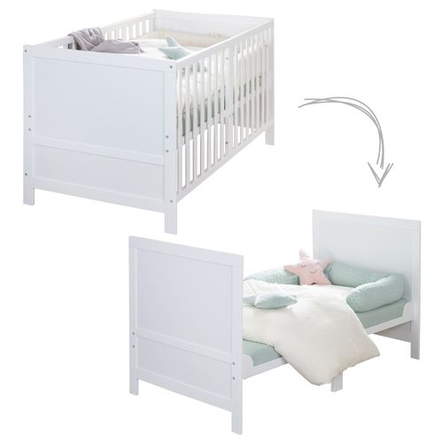 Lit Bébé Évolutif 70x140 Cm Easy Sleep - Coins De Transformation Inclus - Bois Blanc