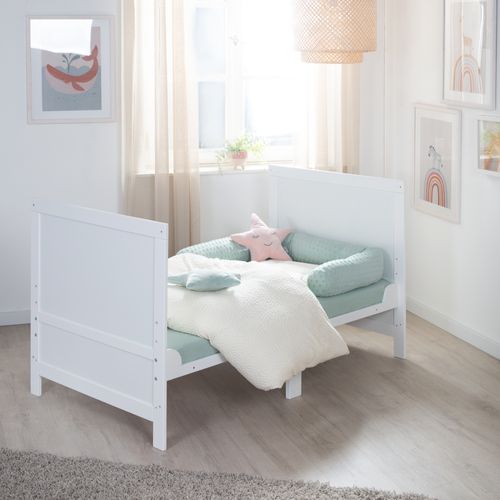 Lit Bébé Évolutif 70x140 Cm Easy Sleep - Coins De Transformation Inclus - Bois Blanc