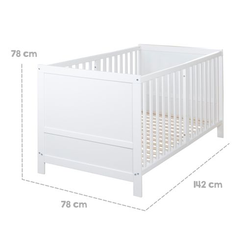 Lit Bébé Évolutif 70x140 Cm Easy Sleep - Coins De Transformation Inclus - Bois Blanc