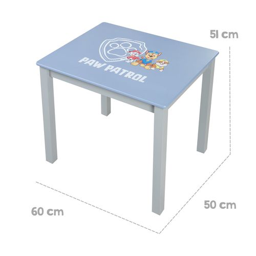 Ensemble Table + 2 Chaises Enfant En Bois Massif Laqué Bleu Gris Pat' Patrouille