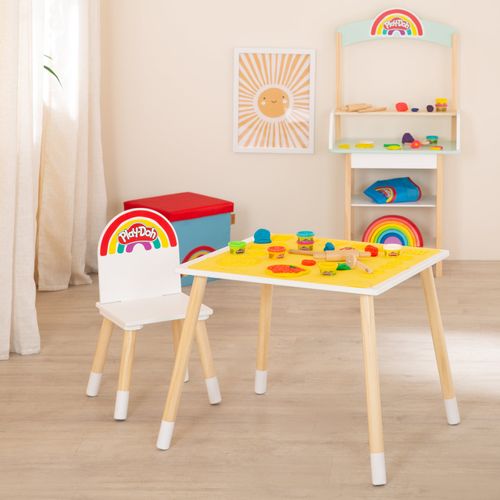 Kit De 6 Pots De Pâte à Modeler + Table Et Chaise Enfant + Tapis Et Accessoire En Bois X Play-doh